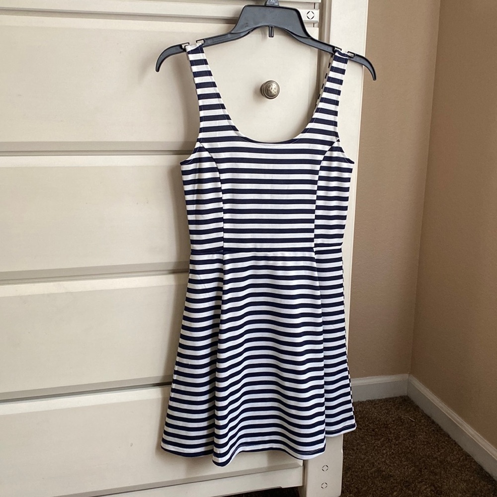 Blue and White Striped Dress